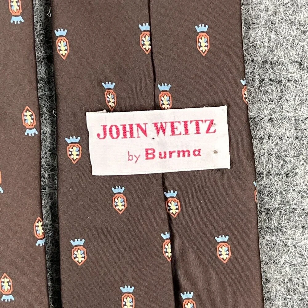 Vintage 1970s John Weitz Burma Tie Mens Brown Polyster 53